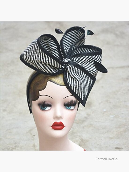 Adjustable Sinamay Fascinator Hat with Feathers and Bow for Special Occasions Big Imitation Sinamay Bow Fascinator Hat Headband For  main image 4